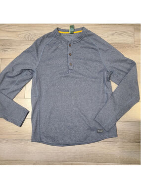 Marsh Wear Henley Shirt Blue Mens Small Long Sleeve Waffle Knit Under Top